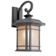 San Miguel Single Light 16" Tall Outdoor Wall Sconce with Tea Stained Linen Glass Shade