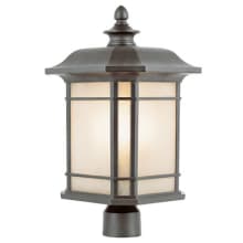 San Miguel Single Light 16" Tall Outdoor Single Head Post Light with Tea Stained Linen Glass Shade