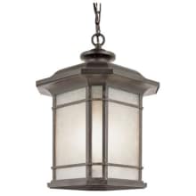 San Miguel Single Light 9" Wide Outdoor Mini Pendant with Tea Stained Linen Glass Shade