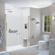 Accessible 96" High X 60" Wide X 32" Deep Three Panel Alcove Shower Wall Kit with Brushed Aluminum Corner Trim
