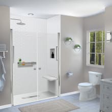 Accessible 96" High X 60" Wide X 36" Deep Three Panel Alcove Shower Wall Kit with Brushed Aluminum Corner Trim