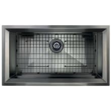 Studio 33" Undermount Single Basin Stainless Steel Kitchen Sink with Basin Rack