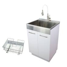 Contemporary Laundry Cabinet 23-5/8" Free Standing Single Basin Stainless Steel Laundry Sink Cabinet