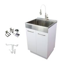 Contemporary Laundry Cabinet 23-5/8" Free Standing Single Basin Stainless Steel Laundry Sink Cabinet