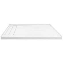 Low Threshold 60" x 30" Rectangular Shower Base with Single Threshold and Left Drain
