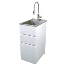 15-1/2" Free Standing Single Basin Stainless Steel Laundry Sink Cabinet