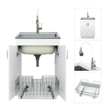 23-5/8" Free Standing Single Basin Stainless Steel Laundry Sink Cabinet