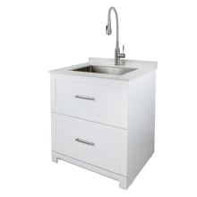 30" Free Standing Single Basin Stainless Steel Laundry Sink Cabinet