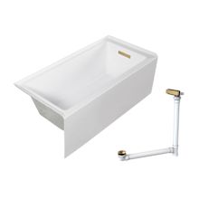 Unity 60" x 30" Three Wall Alcove Acrylic Soaking Tub with Right Drain, Drain Assembly, and Overflow