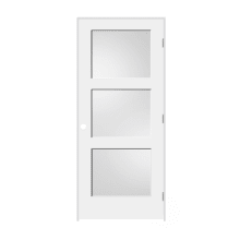 36" by 80" 3-Lite Shaker Left Handed Interior Prehung Passage Door with Brushed Chrome Hinges and 4-9/16" Door Jamb