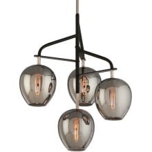 Odyssey 29" Tall 4 Light Pendant with Plated Smoked Glass Shades