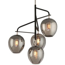 Odyssey 34.5" Tall 4 Light Pendant with Plated Smoked Glass Shades