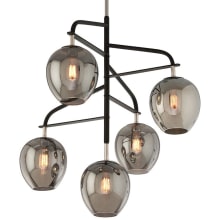 Odyssey 38.5" Tall 5 Light Pendant with Plated Smoked Glass Shades