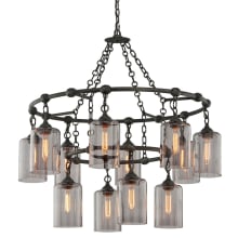 Gotham 38" Tall 12 Light Pendant with Smoked Glass Shades