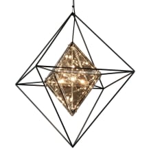 Epic 8 Light 30" Wide Hand Worked Pendant with Plated Topaz Glass Shade