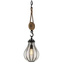 Murphy 1 Light 9" Wide Hand Worked Pendant with Seeded Glass Shade