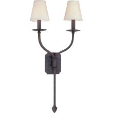 La Brea 2 Light Double Wall Sconce with Fabric Shades
