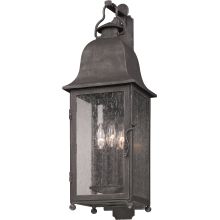 Larchmont 3 Light Outdoor Wall Sconce with Seedy Glass