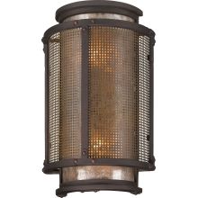 Copper Mountain 2 Light 14" Outdoor Wall Sconce with Silver Mica Shade