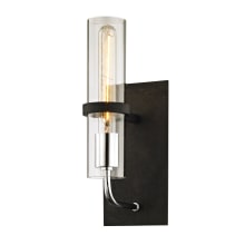Xavier Single Light 13-1/2" Tall Wall Sconce with Clear Glass Cylinder Shade