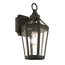 Calabasas Single Light 13-1/2" Tall Outdoor Wall Sconce with Clear Glass Lantern Shade