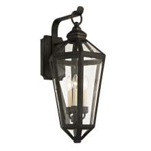 Calabasas 3 Light 25-1/2" Tall Outdoor Wall Sconce with Clear Glass Lantern Shade