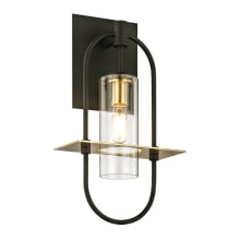 Smyth Single Light 14" Tall Outdoor Wall Sconce with Clear Glass Cylinder Shade