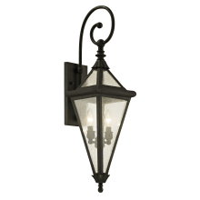 Geneva 2 Light 31" Tall Outdoor Wall Sconce with Water Glass Lantern Shade