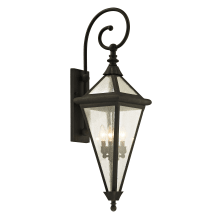 Geneva 4 Light 37-1/2" Tall Outdoor Wall Sconce with Water Glass Lantern Shade