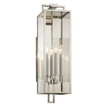Beckham 4 Light 28-1/2" Tall Outdoor Wall Sconce with Clear Glass Rectangle Shade
