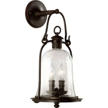 Owings Mill 2 Light Outdoor Wall Sconce with Seedy Glass