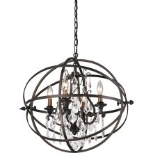 Byron 4 Light Globe Chandelier with Crystal Accents