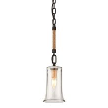 Pier 39 1 Light Mini Pendant with Natural Rope and Clear Glass