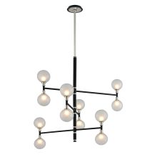 Andromeda 12 Light 42" Wide Hand Worked Wrought Iron Chandelier with Frosted Glass Shade