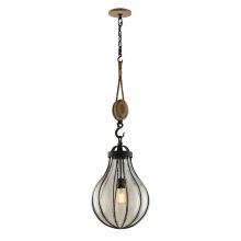 Murphy 1 Light 13.5" Wide Hand Worked Pendant with Seeded Glass Shade