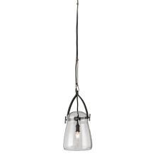 Silverlake 1 Light 8" Wide Hand Worked Pendant with Clear Glass Shade