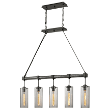 Union Square 5 Light 42-1/4" Wide Linear Chandelier with Glass Shades