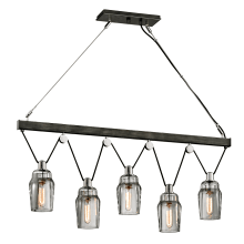 Citizen 5 Light 44-1/2" Wide Linear Chandelier with Glass Shades