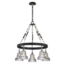 Menlo Park 5 Light 25-1/2" Wide Chandelier with Glass Shades
