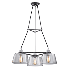 Audiophile 3 Light 27" Wide Chandelier with Glass Shades
