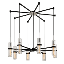 Xavier 8 Light 36" Wide Multi Light Pendant with Clear Glass Cylinder Shades