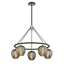 Iliad 5 Light 35-1/4" Wide Ring Chandelier with Plated Smoke Glass Acorn Shades