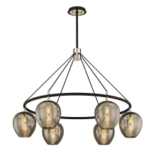 Iliad 6 Light 40" Wide Ring Chandelier with Plated Smoke Glass Acorn Shades