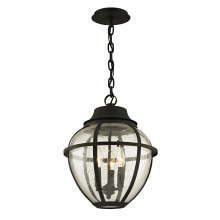 Bunker Hill 3 Light 13" Wide Outdoor Taper Candle Pendant with Seedy Glass Onion Shade