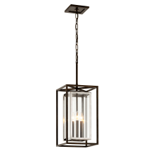 Morgan 3 Light 11" Wide Outdoor Taper Candle Pendant with Clear Glass Square Shade