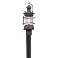 Atkins 1 Light 8" Wide Hand Forged Post Light with Textured Glass Shade