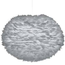 Eos 26" Feather Pendant in Light Grey