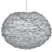 Eos 26" Feather Pendant in Light Grey