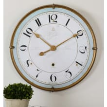 Torriana Antique French Country 32" Round Old World Large Wall Clock with Baby Blue Trim