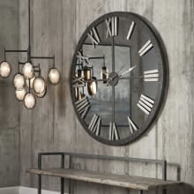 Amelie 60" Oversized Distressed Rustic Mirror Face Wall CLock